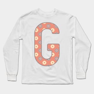 MONOGRAM LETTER G PINK FLORAL TYPOGRAPHY DESIGN Long Sleeve T-Shirt